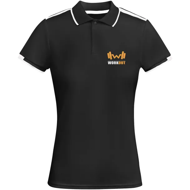 Tamil ženska sportska polo majica s kratkim rukavima, 140 g/m2 - Roly Crna Bijela