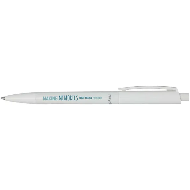 Martha recycled plastic ballpoint pen (blue ink) - Marksman White