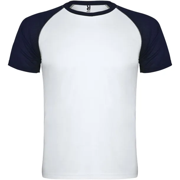 Indianapolis short sleeve kids sports t-shirt - Roly White Mornarski plava