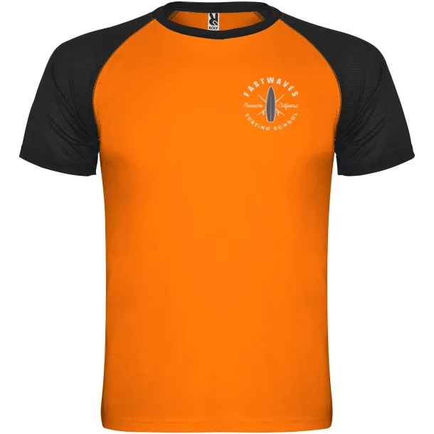 Indianapolis dječja sportska majica kratkih rukava - Roly Fluor Orange Solid black