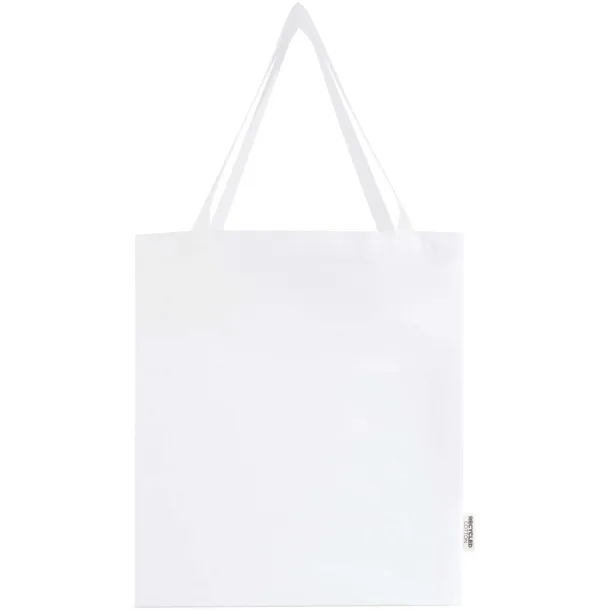 Madras 140 g/m² GRS recycled cotton gusset tote bag White