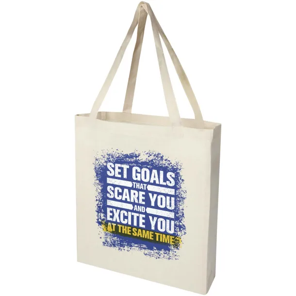 Madras 140 g/m² GRS recycled cotton gusset tote bag Natural