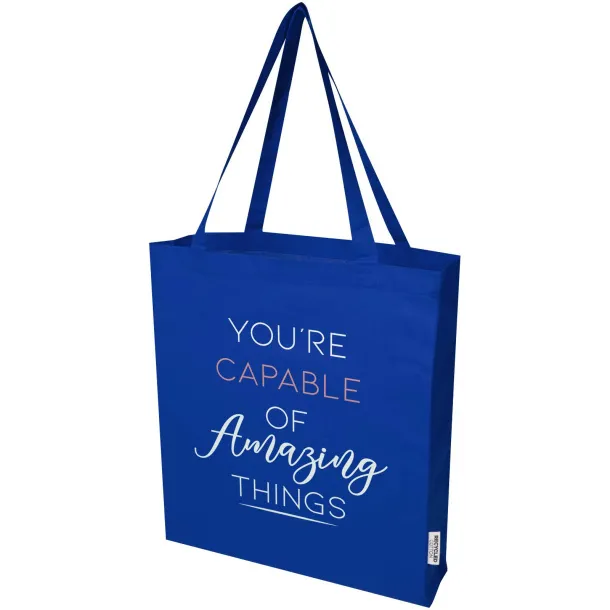 Madras 140 g/m² GRS recycled cotton gusset tote bag Royal blue