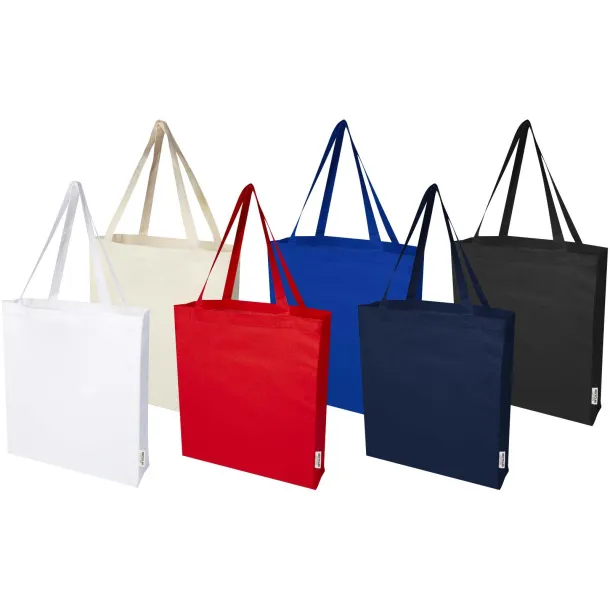 Madras 140 g/m² GRS recycled cotton gusset tote bag Crna
