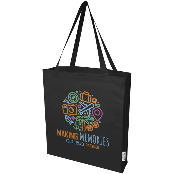 Madras 140 g/m² GRS recycled cotton gusset tote bag Crna