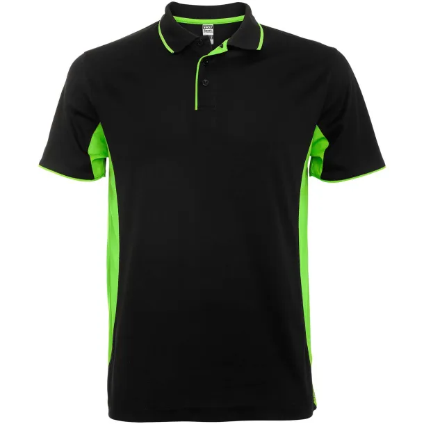 Montmelo unisex sportska polo majica s kratkim rukavima - Roly Solid black Limeta