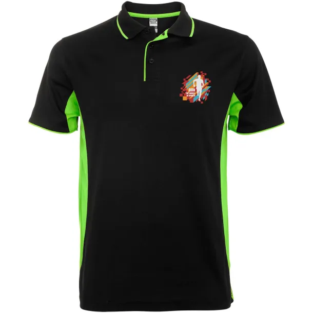 Montmelo unisex sportska polo majica s kratkim rukavima - Roly Crna Limeta