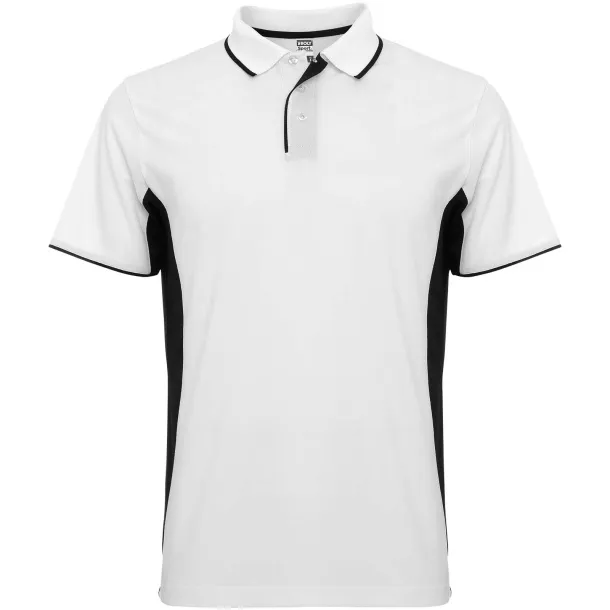 Montmelo unisex sportska polo majica s kratkim rukavima - Roly Bijela Solid black