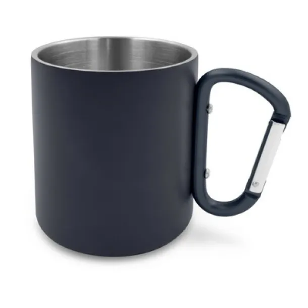 Pari Recycled stainless steel mug 280 ml with carabiner clip Mornarski plava