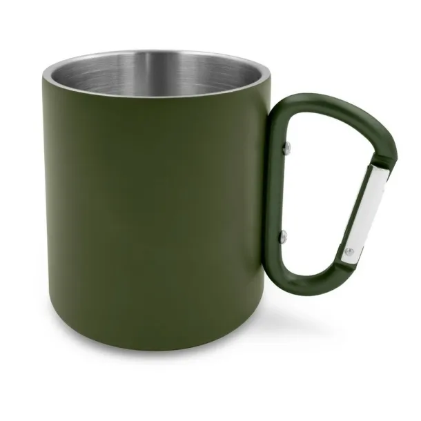 Pari Recycled stainless steel mug 280 ml with carabiner clip 45533C