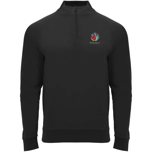 Epiro unisex trenirka s dugim rukavima i kratkim patentnim zatvaračem, 200 g/m² - Roly Crna