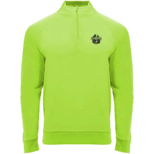Epiro unisex trenirka s dugim rukavima i kratkim patentnim zatvaračem, 200 g/m² - Roly Fluor Green