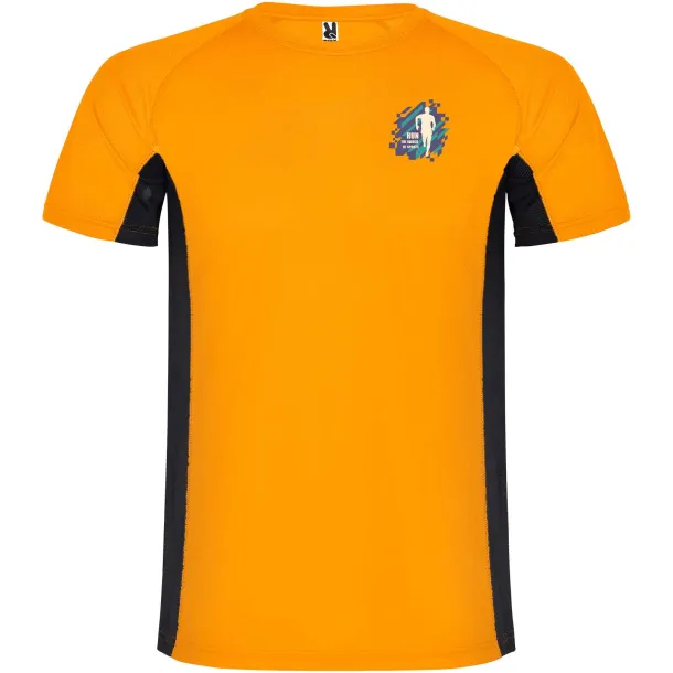Shanghai short sleeve men's sports t-shirt - Roly Fluor Orange Crna