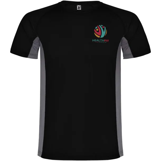 Shanghai short sleeve men's sports t-shirt - Roly Crna Dark Lead