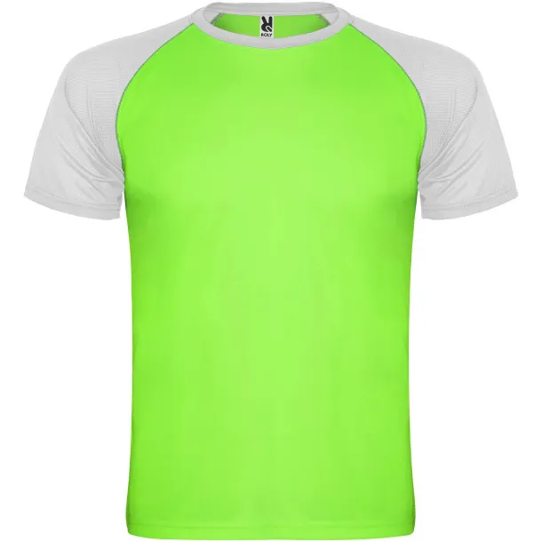 Indianapolis unisex sportska majica kratkih rukava - Roly Fluor Green Bijela