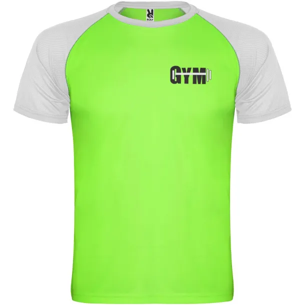 Indianapolis unisex sportska majica kratkih rukava - Roly Fluor Green Bijela