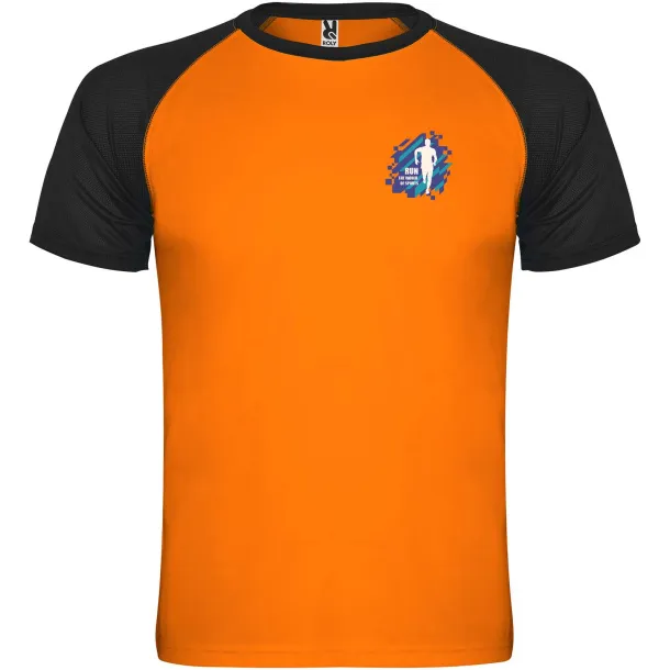 Indianapolis short sleeve unisex sports t-shirt - Roly Fluor Orange Solid black