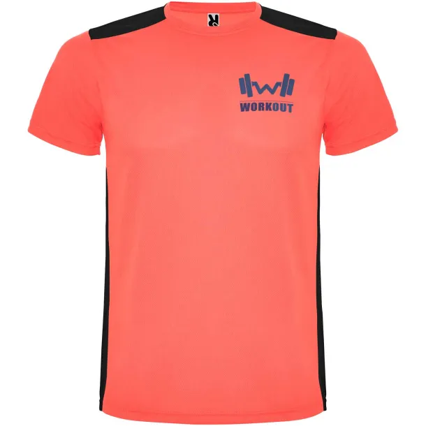 Detroit short sleeve unisex sports t-shirt - Roly Fluor Coral Solid black