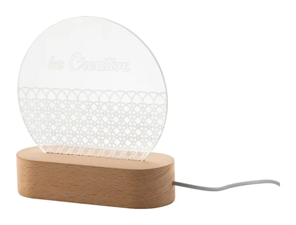 Woodify LED personalizirani svjetlosni trofej, pentagon Prozirno Prirodna