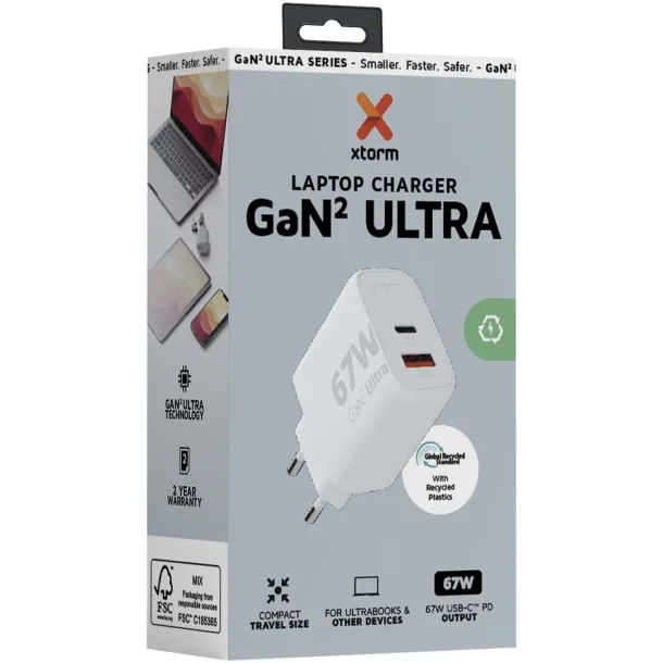 Xtorm XEC067 GaN² Ultra punjač za zidnu utičnicu, 67W - Xtorm Bijela