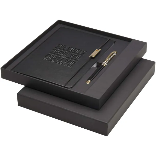 Legato A5 notebook and rollerball pen set (blue ink) - Luxe Crna