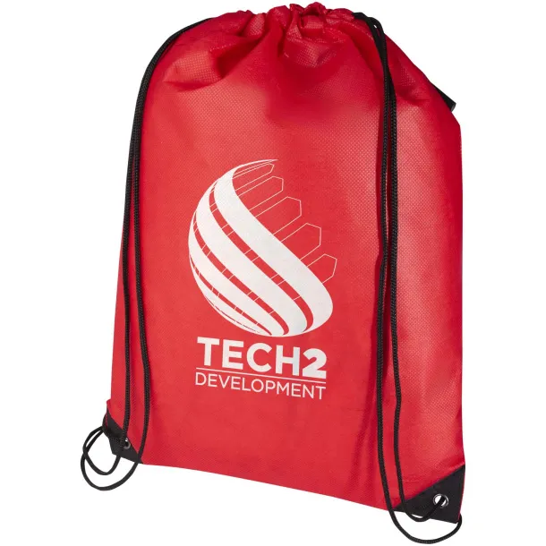 Evergreen GRS recycled non-woven drawstring bag 5L Red
