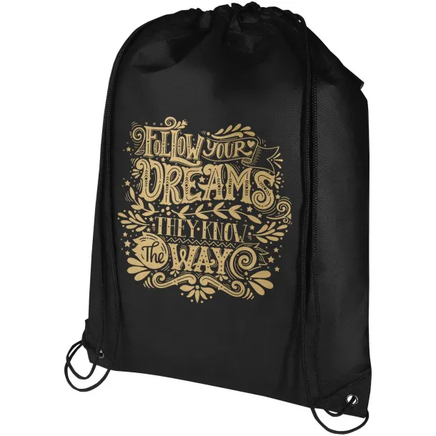 Evergreen GRS recycled non-woven drawstring bag 5L Solid black