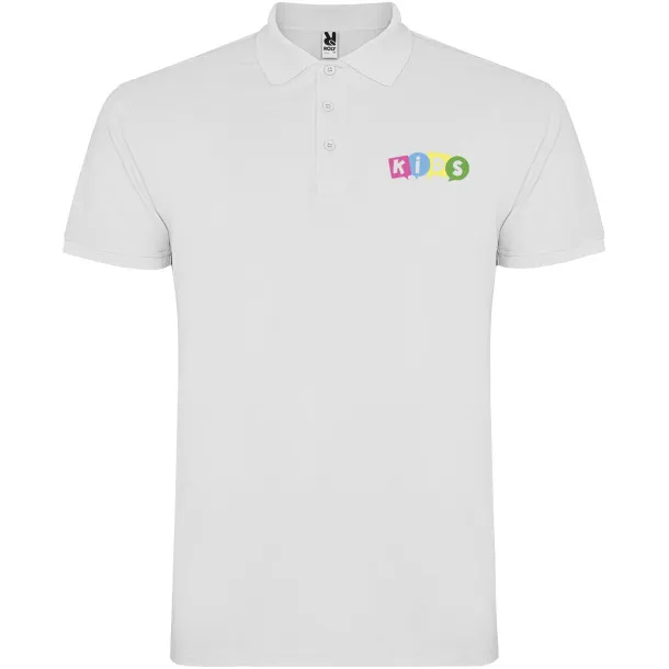 Star short sleeve kids polo - Roly White
