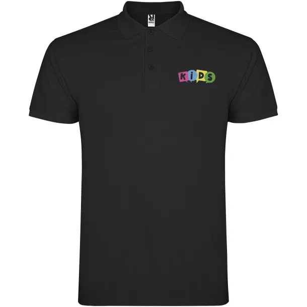 Star short sleeve kids polo - Roly Solid black