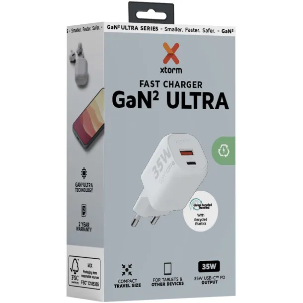 Xtorm XEC035 GaN² Ultra punjač za zidnu utičnicu 35W - Xtorm Bijela