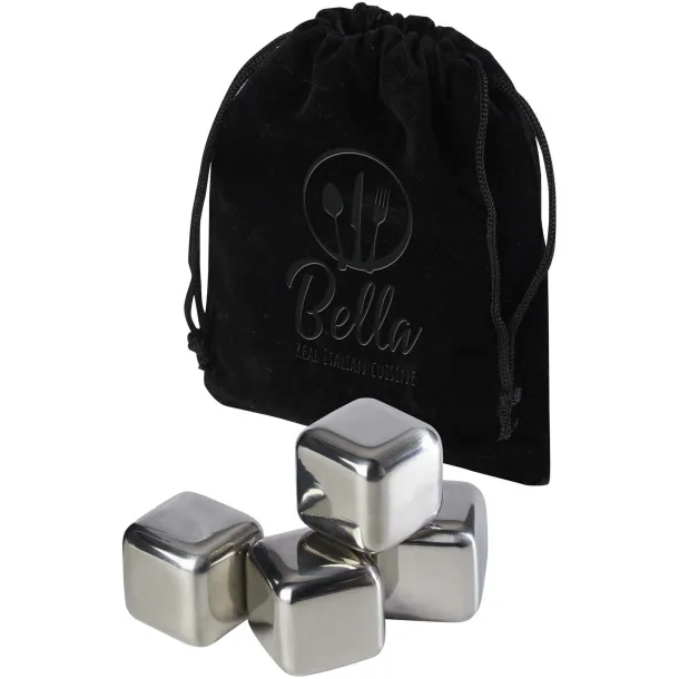Froz stainless steel ice cubes set Solid black Silver