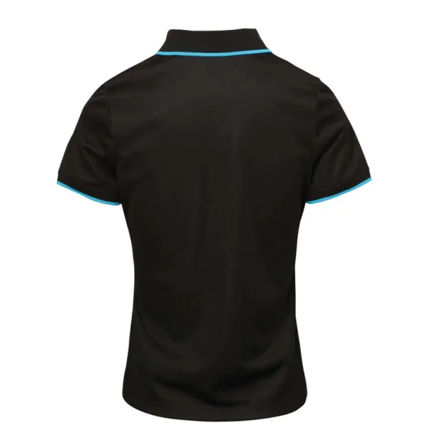  LADIES’ CONTRAST COOLCHECKER POLO - Premier Black Turquoise