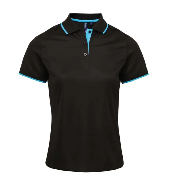  LADIES’ CONTRAST COOLCHECKER POLO - Premier Black Turquoise