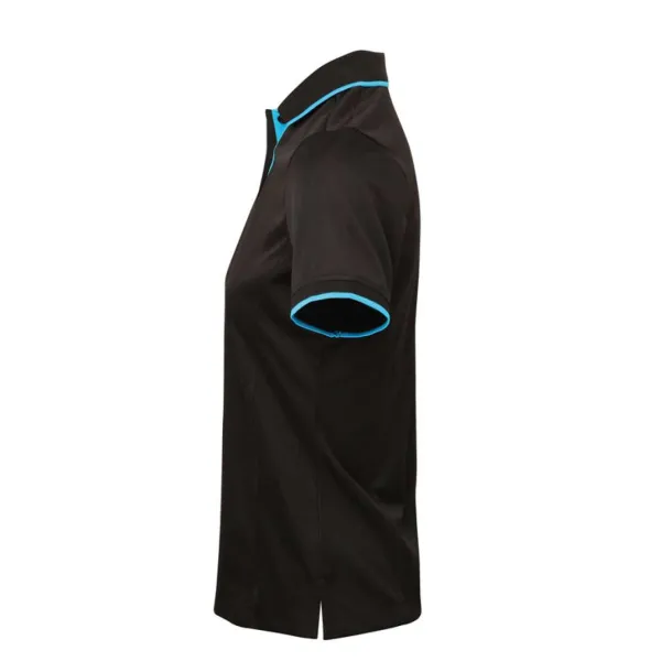  LADIES’ CONTRAST COOLCHECKER POLO - Premier Black Turquoise