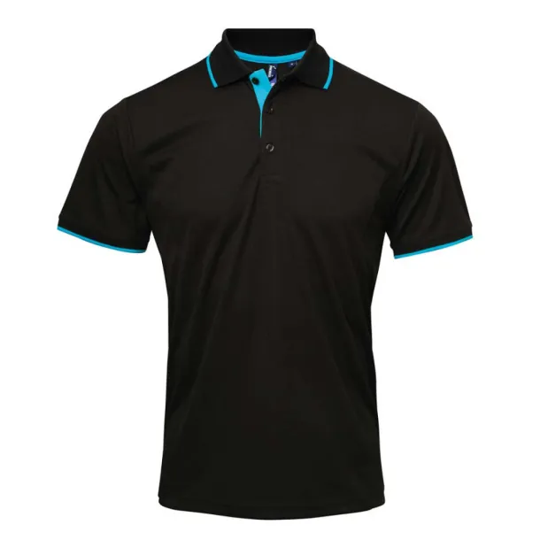  MEN’ S CONTRAST COOLCHECKER POLO - Premier Black Turquoise