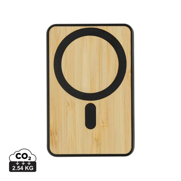 Zen magnetna prijenosna baterija od bambusa i RCS rplastike - 5 W, 5 000 mAh - XD Collection Crna