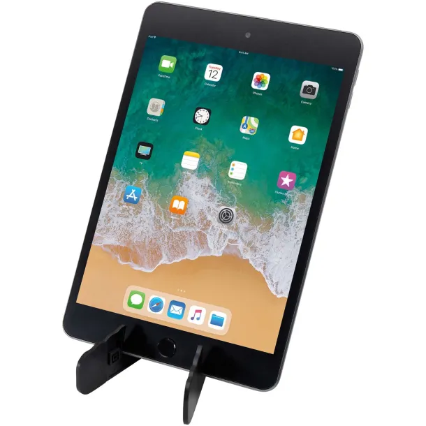 Buna recycled plastic foldable tablet and phone stand Crna