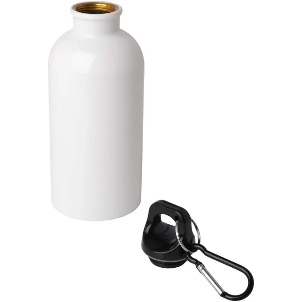 Oregon 400 ml RCS certified single wall stainless steel water bottle with carabiner White