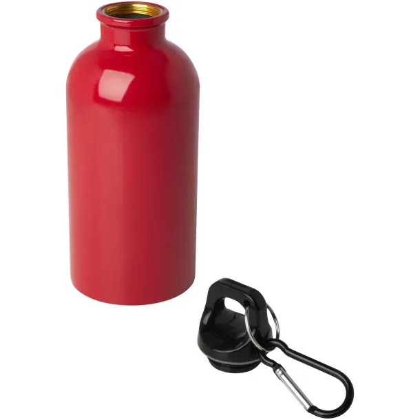 Oregon 400 ml RCS certified single wall stainless steel water bottle with carabiner Red