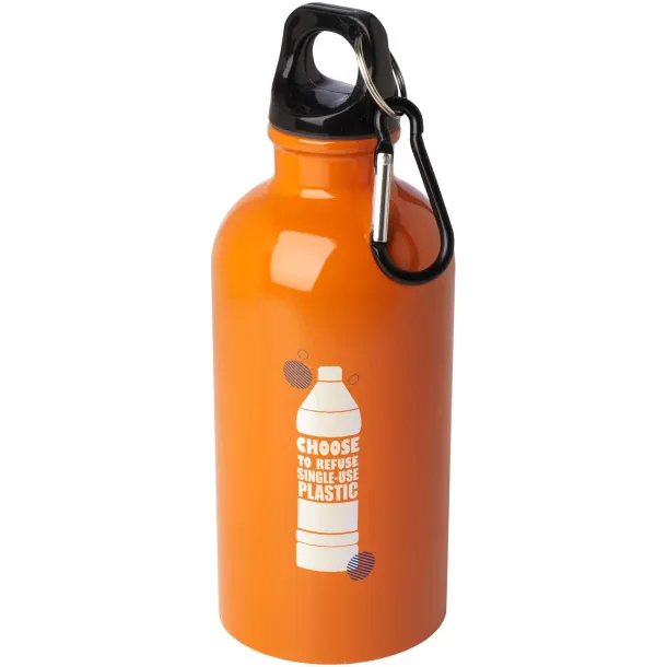 Oregon 400 ml RCS certified single wall stainless steel water bottle with carabiner Orange