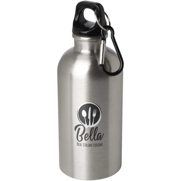 Oregon 400 ml RCS certified single wall stainless steel water bottle with carabiner Silver