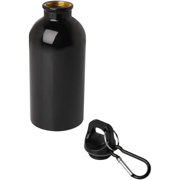 Oregon 400 ml RCS certified single wall stainless steel water bottle with carabiner Crna