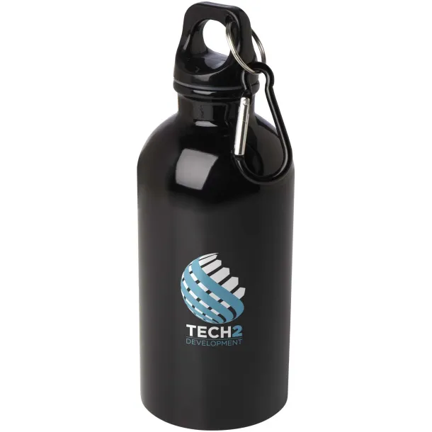 Oregon 400 ml RCS certified single wall stainless steel water bottle with carabiner Solid black