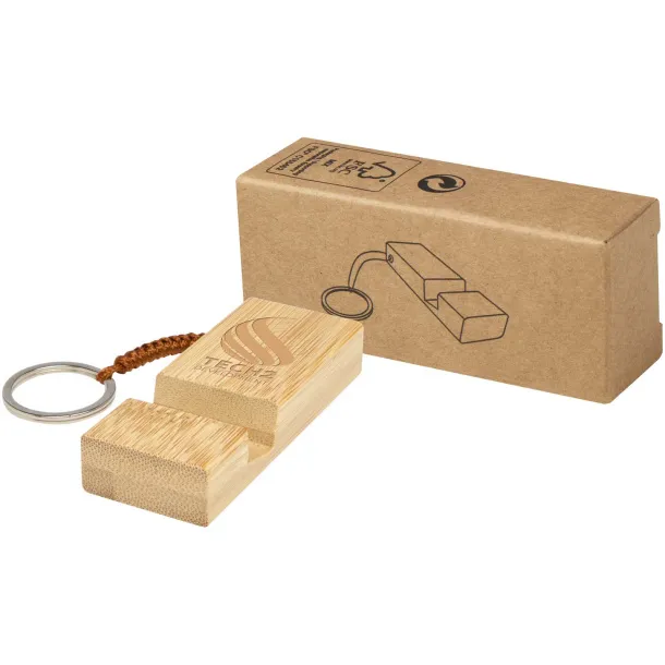Bosona bamboo phone holder with keychain Wood