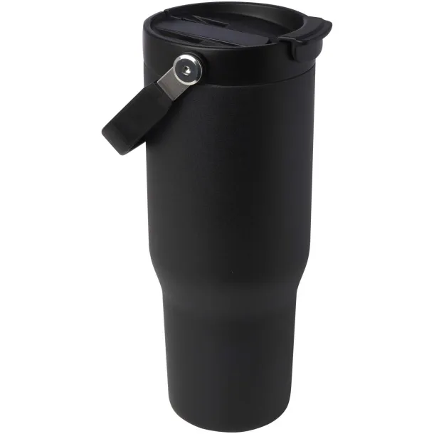 Bronx 900 ml RCS recycled stainless steel copper vacuum insulated tumbler with dual function lid Solid black