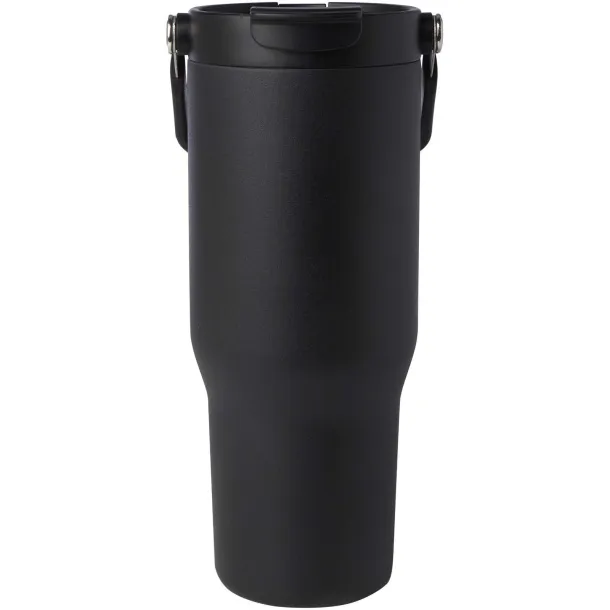 Bronx 900 ml RCS recycled stainless steel copper vacuum insulated tumbler with dual function lid Solid black