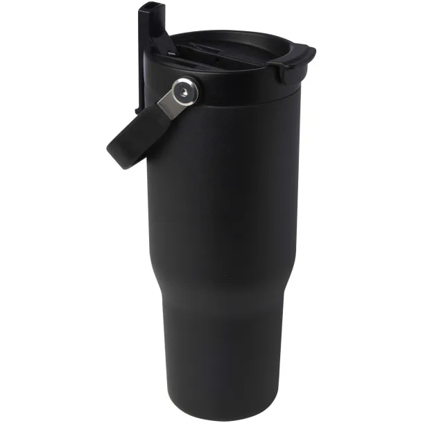 Bronx 900 ml RCS recycled stainless steel copper vacuum insulated tumbler with dual function lid Solid black