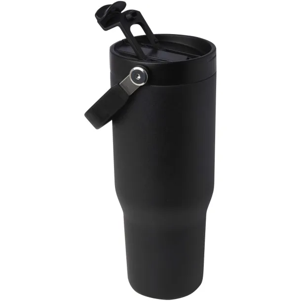 Bronx 900 ml RCS recycled stainless steel copper vacuum insulated tumbler with dual function lid Solid black