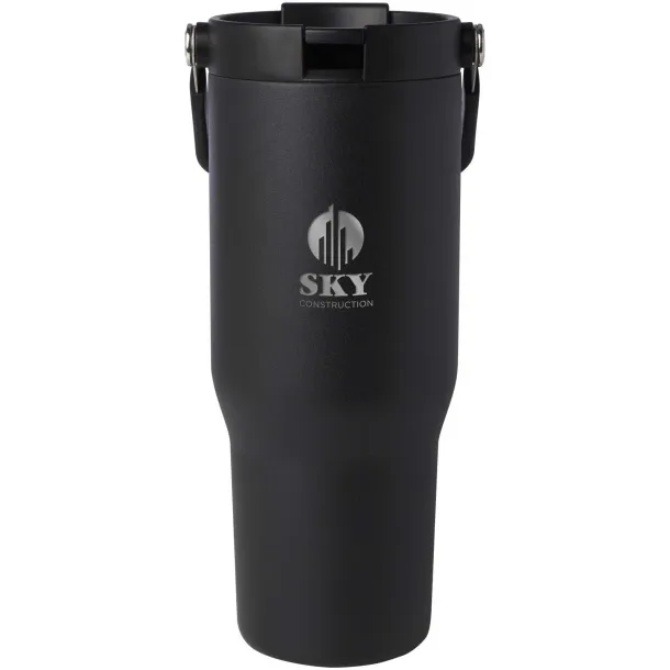 Bronx 900 ml RCS recycled stainless steel copper vacuum insulated tumbler with dual function lid Solid black