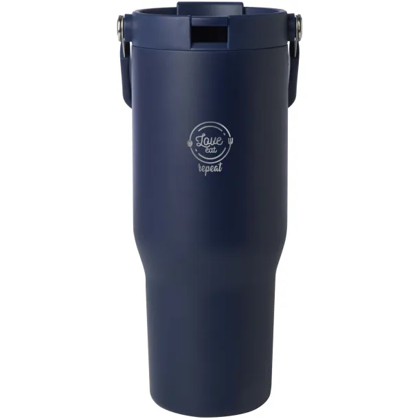 Bronx 900 ml RCS recycled stainless steel copper vacuum insulated tumbler with dual function lid Navy Blue
